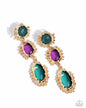 Paparazzi Emotional Elegance - Purple Green Gold Earrings