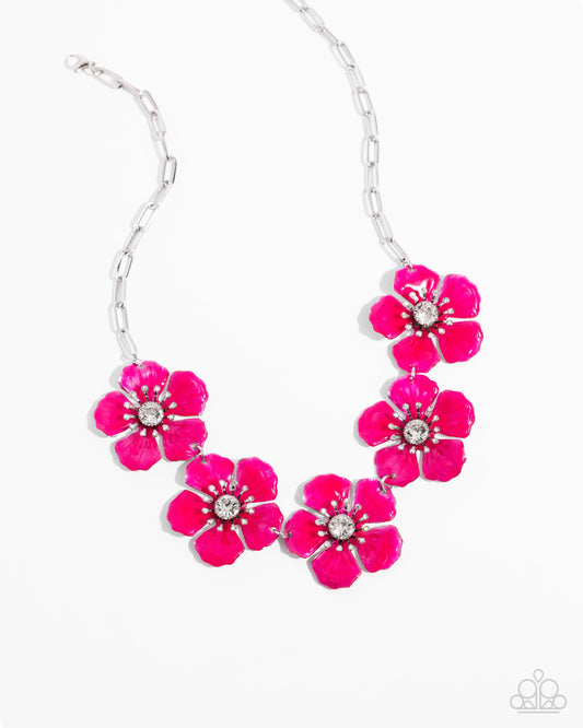 Paparazzi Eternal Efflorescence - Pink Flower Necklace