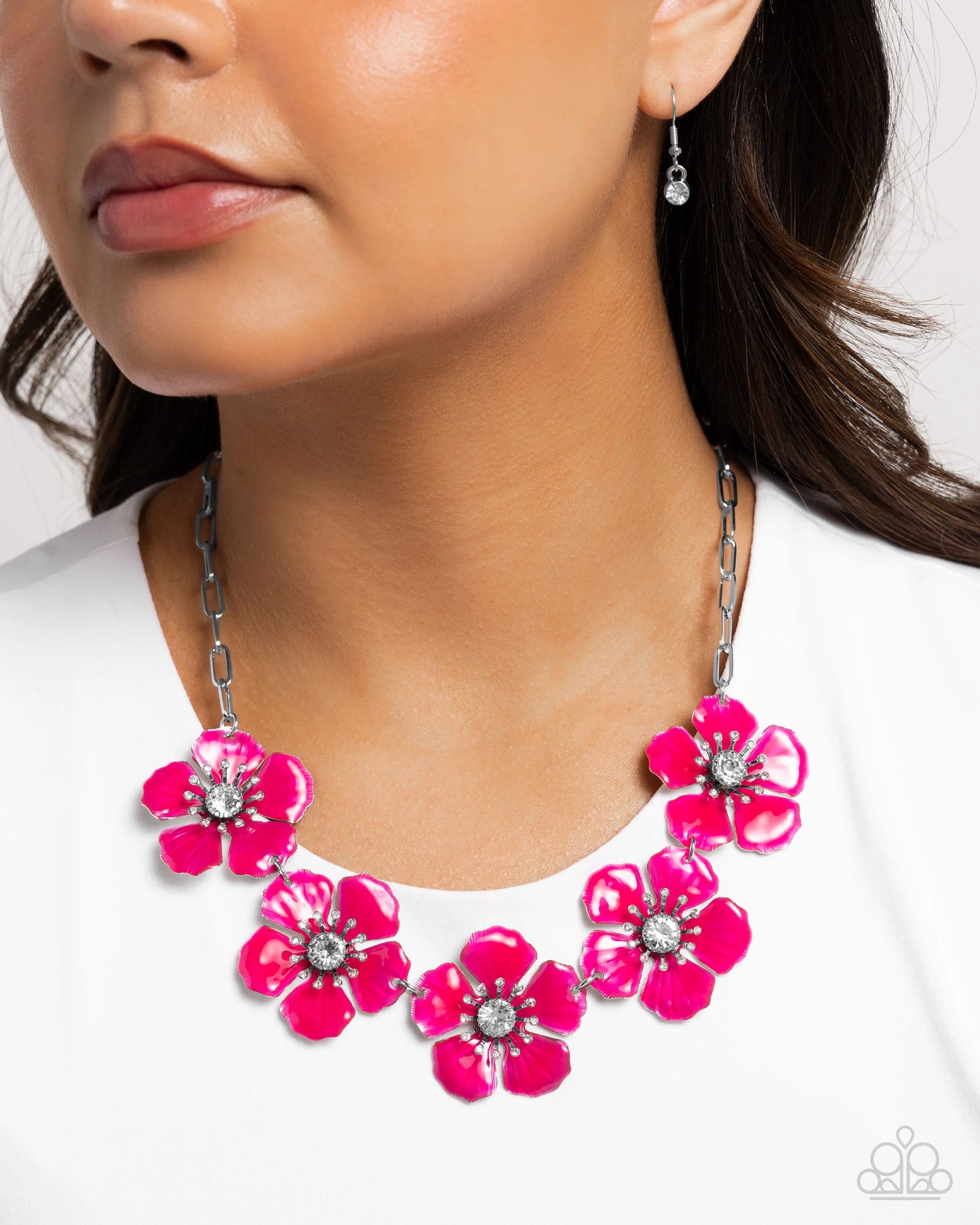 Paparazzi Eternal Efflorescence - Pink Flower Necklace