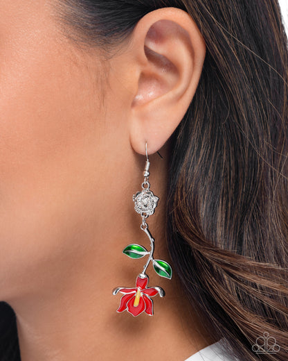 Paparazzi Floral Fractal - Red Flower Earrings