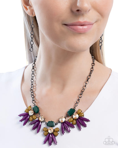 Paparazzi Folklore Flair - Purple Green Necklace
