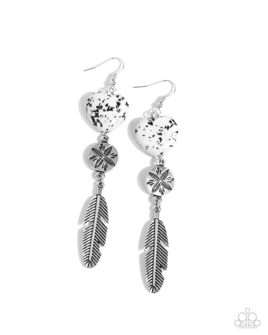 Paparazzi Free Spirited Fame - White Feather Earrings