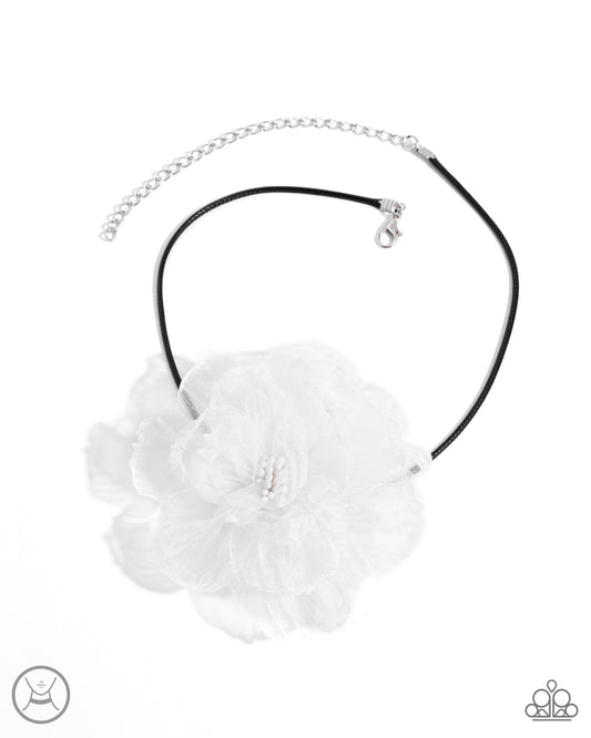 Paparazzi French Facade - White Flower Choker Necklace