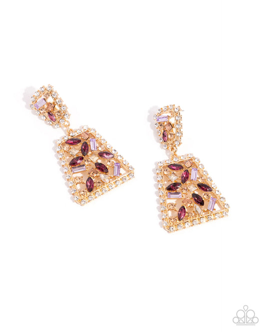 Paparazzi Glistening Gala - Purple Gold Earrings