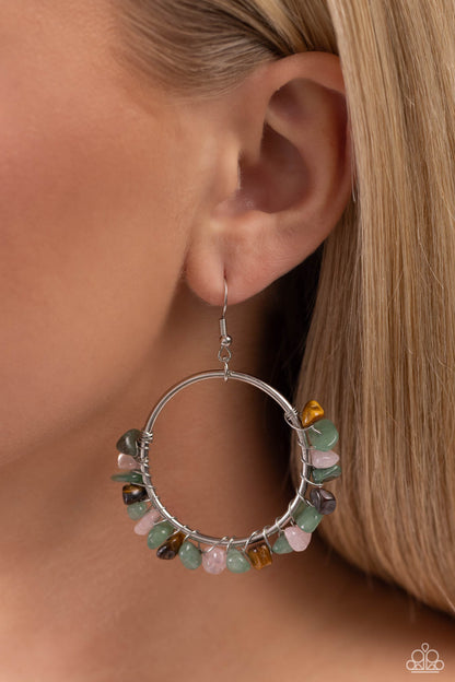 Paparazzi Handcrafted Habitat - Green Multi Stone Earrings
