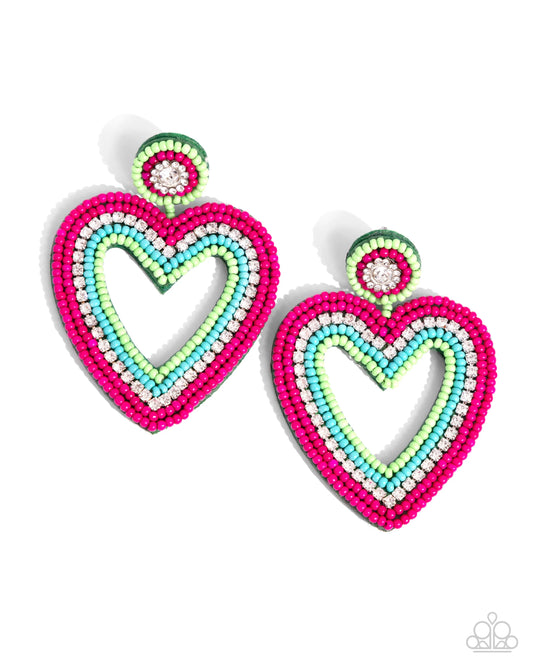 Paparazzi Headfirst Heart - Multi Seed Bead Earrings