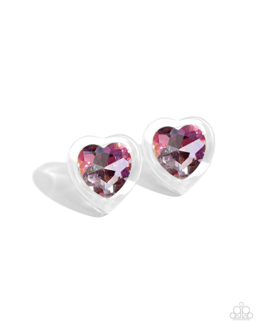 Paparazzi Heart Pounding Haute - Pink Multi Heart Earrings