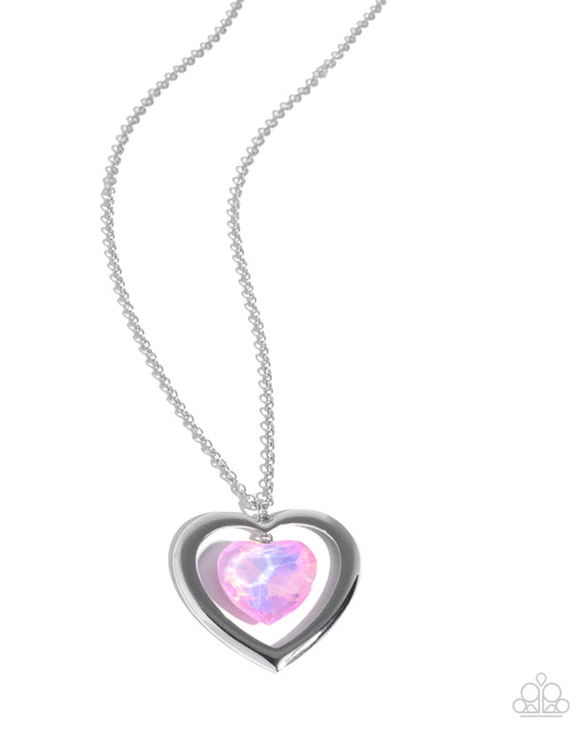 Paparazzi Heartfelt Hemisphere - Pink Heart Necklace