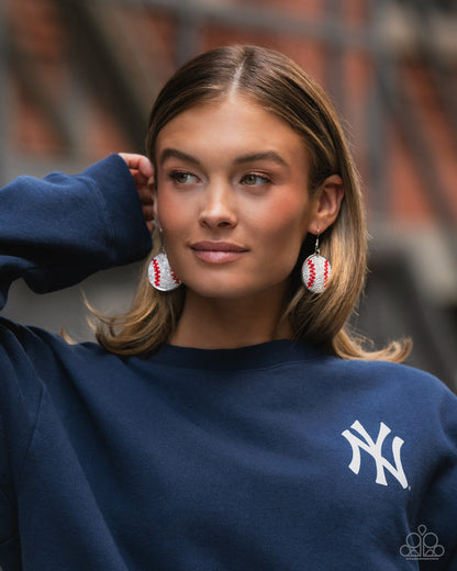 Paparazzi Homerun Haute - Gold Baseball Earrings