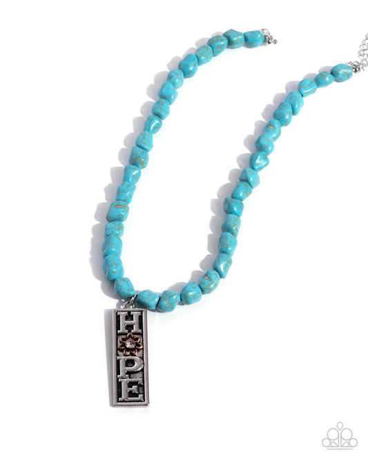 Paparazzi Hopeful Headline - Blue Crackled Stone Necklace