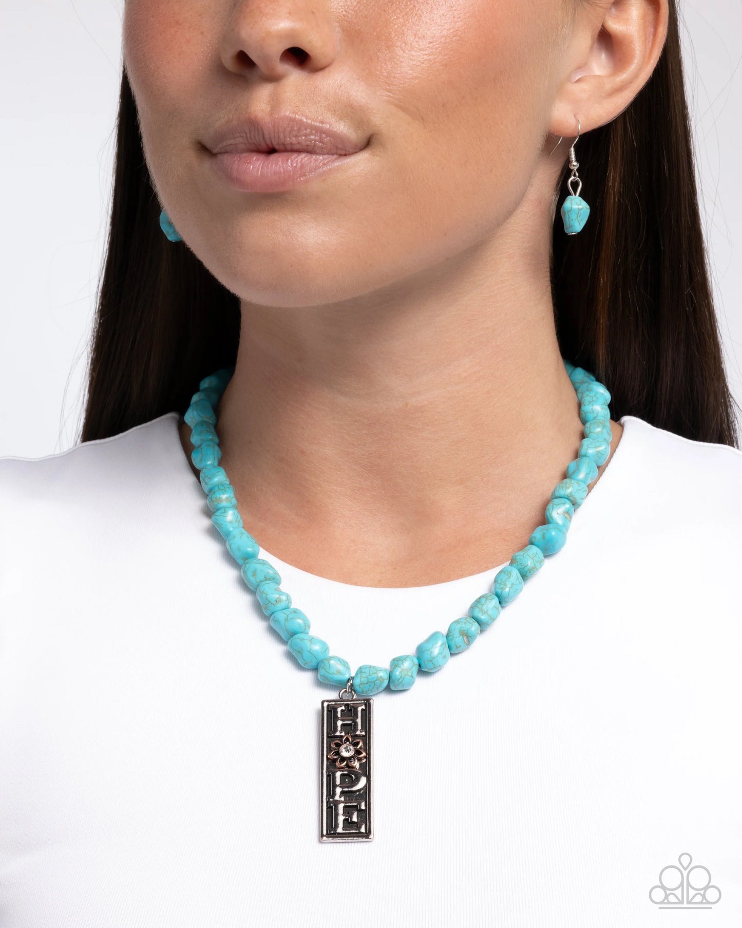 Paparazzi Hopeful Headline - Blue Crackled Stone Necklace