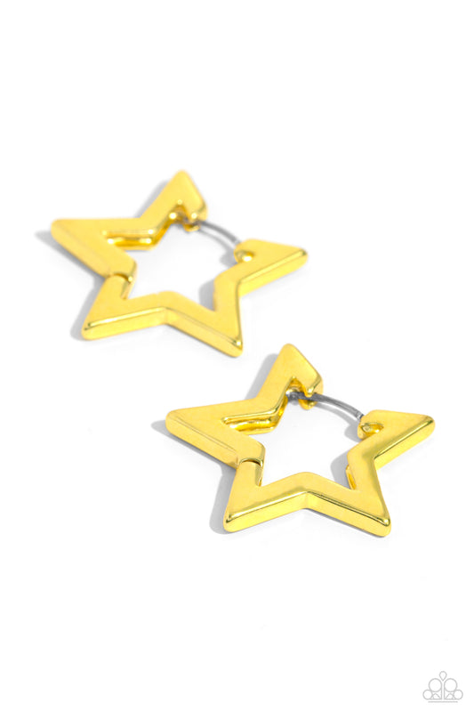 Paparazzi In A Galaxy STAR, STAR Away - Yellow Earrings