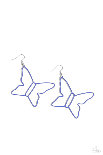 Paparazzi Soaring Silhouettes - Blue butterfly Earrings