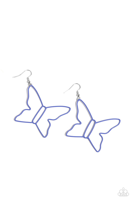 Paparazzi Soaring Silhouettes - Blue butterfly Earrings