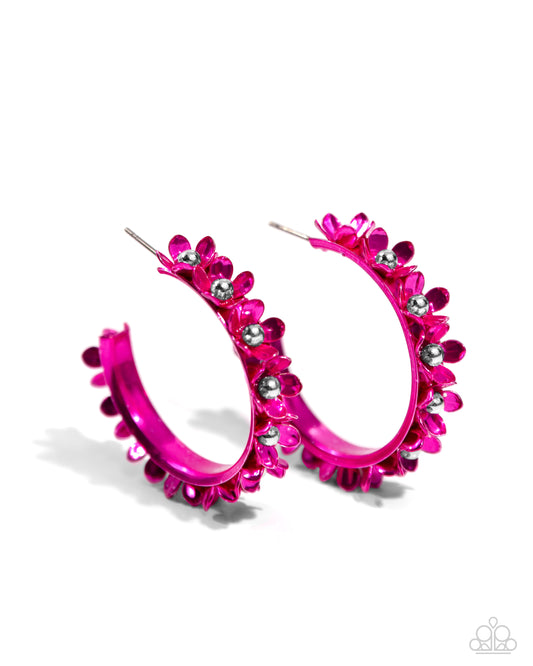 Paparazzi Fashionable Flower Crown - Pink Hoop Earrings