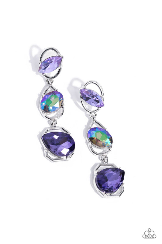 Paparazzi Dimensional Dance - Purple Earrings