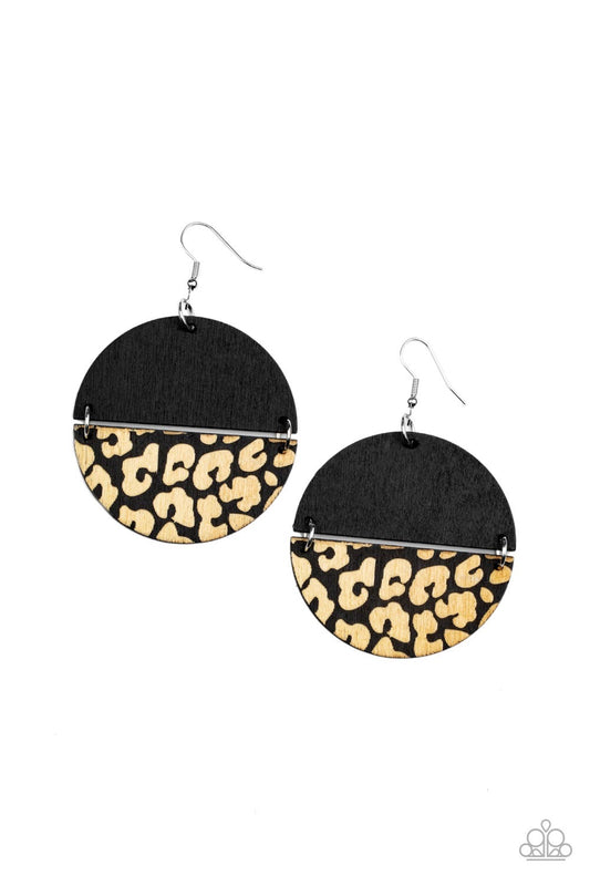 Paparazzi Jungle Catwalk - Black Wood Earrings