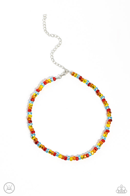 Paparazzi Colorfully GLASSY - Red Multi Necklace