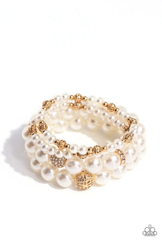 Paparazzi Vastly Vintage - Gold Pearl Bracelet