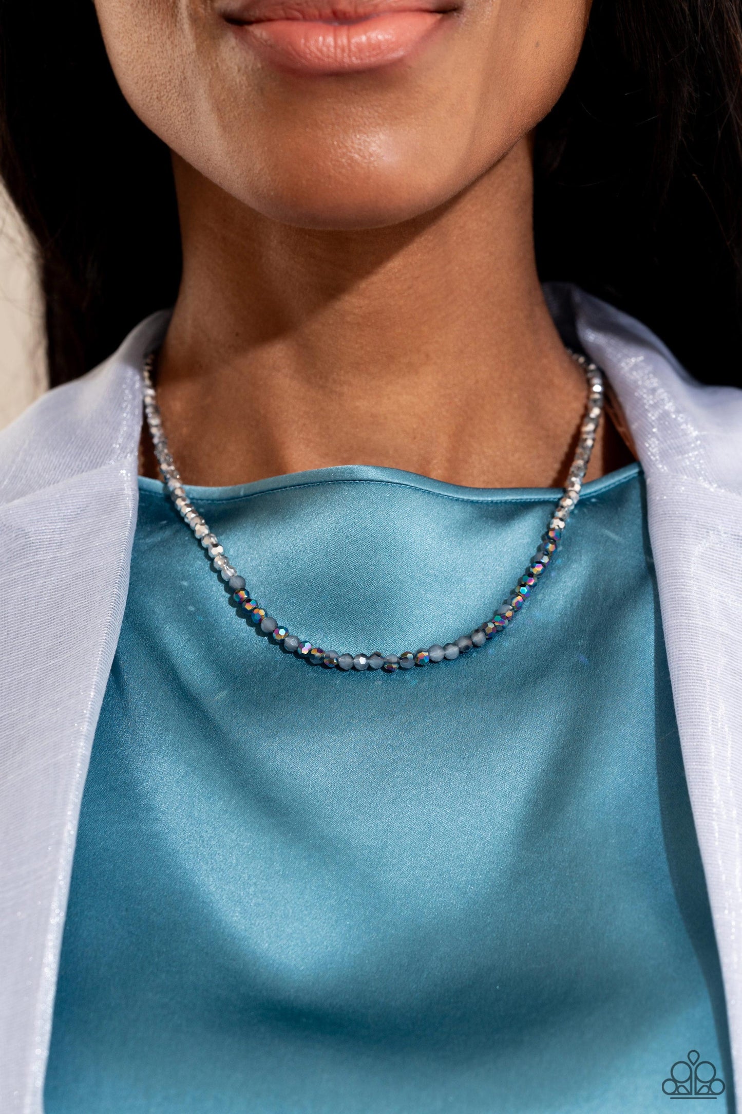 Paparazzi Backstage Beauty - Silver Multi Oil Spill Necklace