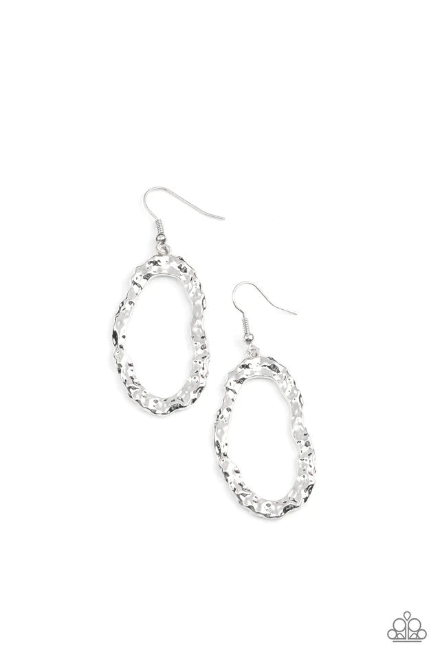 Paparazzi ARTIFACT Checker - Silver Earrings