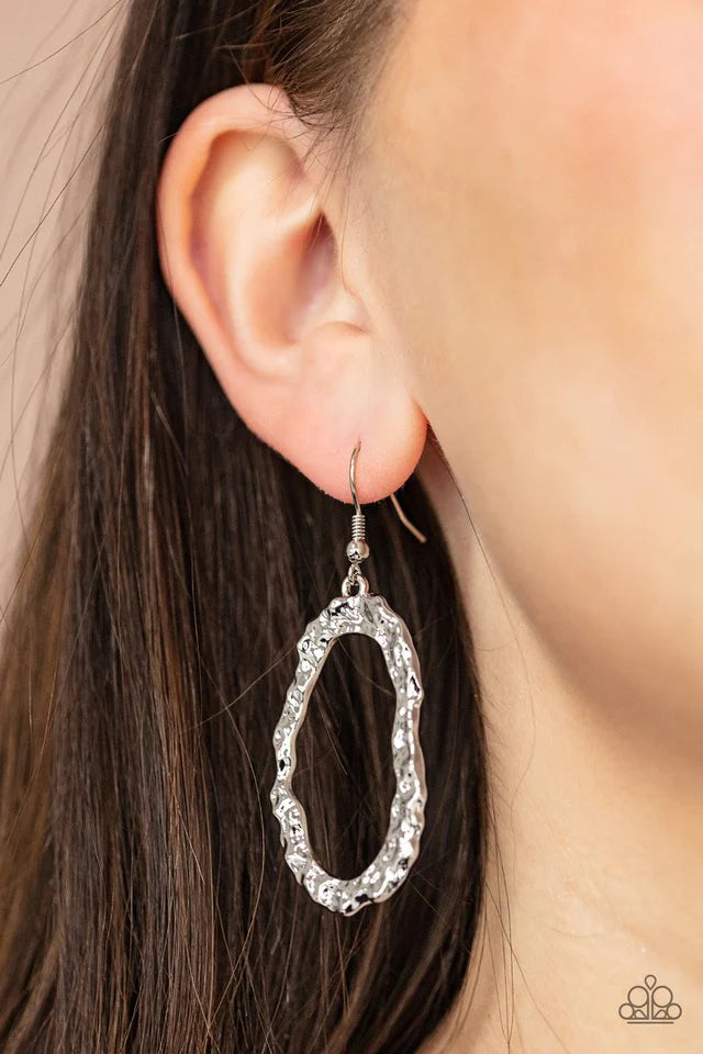 Paparazzi ARTIFACT Checker - Silver Earrings