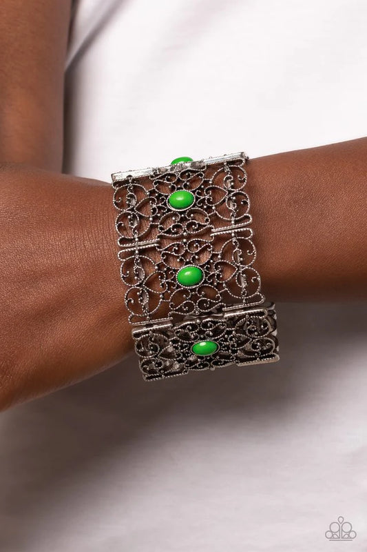 Paparazzi Fairest Filigree - Green Bracelet