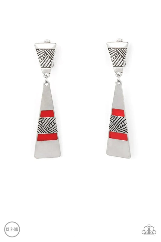 Paparazzi Safari Seeker - Red Clip On Earrings