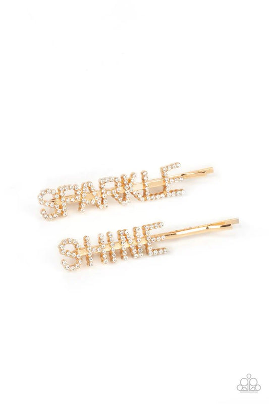 Paparazzi Center of the SPARKLE-verse - Gold Hair Clip