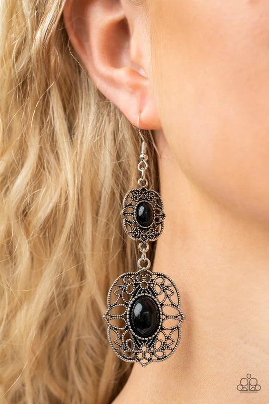 Paparazzi Victorian Villa - Black Earring