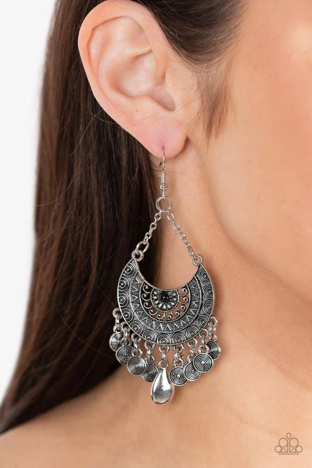 Paparazzi Lunar Allure - Black Earrings