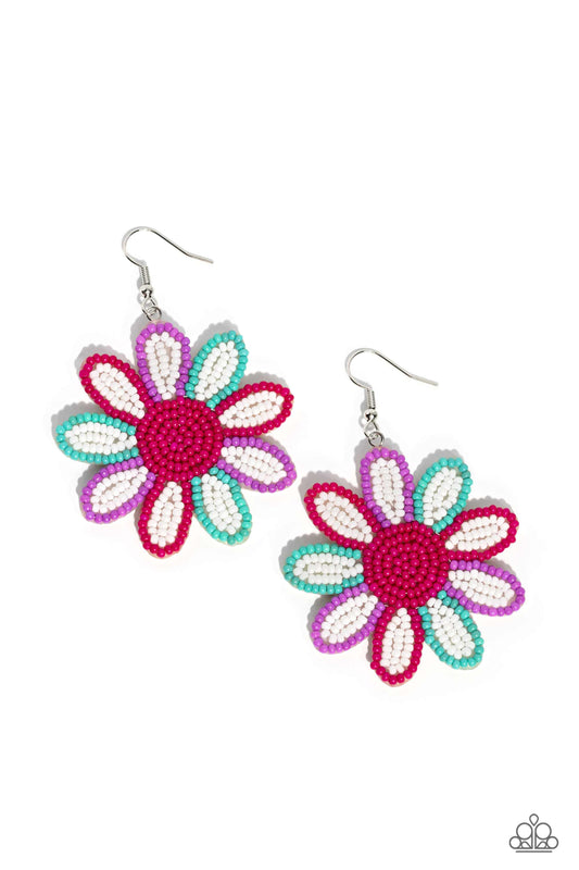 Paparazzi Decorated Daisies - White Multi Earrings