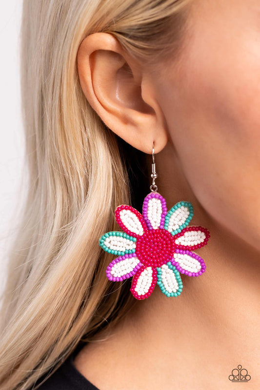 Paparazzi Decorated Daisies - White Multi Earrings