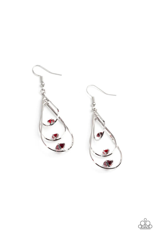 Paparazzi Drop Down Dazzle - Red Earrings