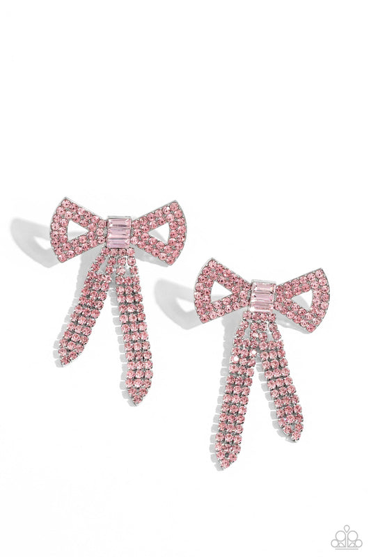 Paparazzi Just BOW With It - Pink earrings