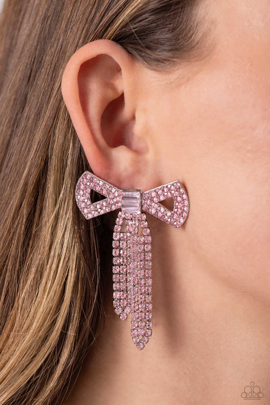 Paparazzi Just BOW With It - Pink earrings