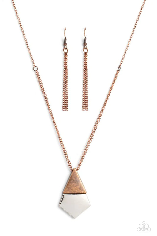 Paparazzi Posh Pyramid - Copper Necklace