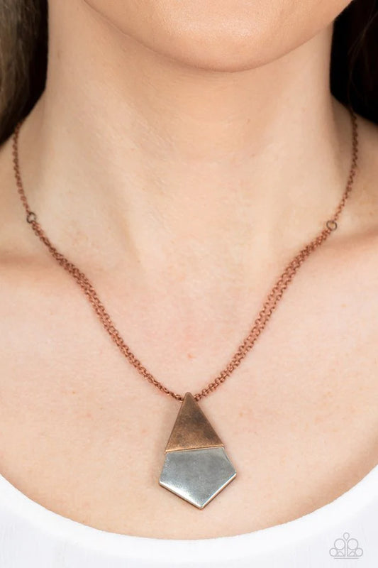 Paparazzi Posh Pyramid - Copper Necklace