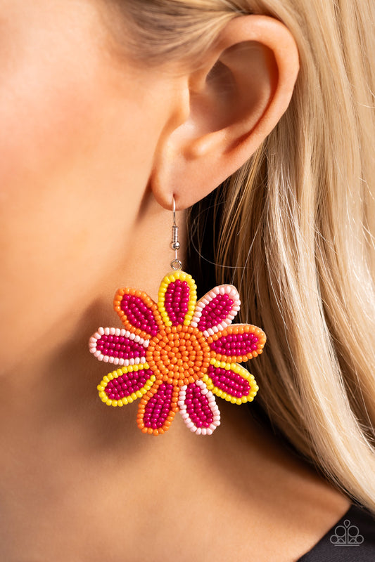 Paparazzi Decorated Daisies - Pink Multi Earrings