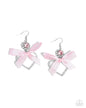 Paparazzi Kawaii Keepsake - Pink Ribbon Heart Earrings