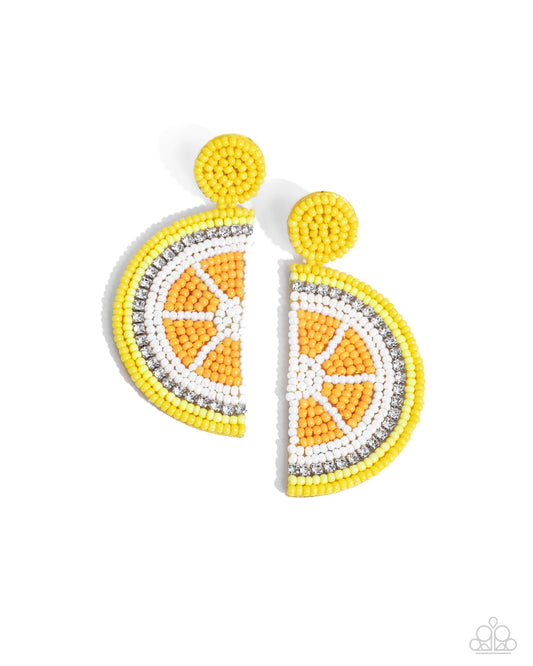 Paparazzi Lemon Leader - Yellow Seed Bead Earrings