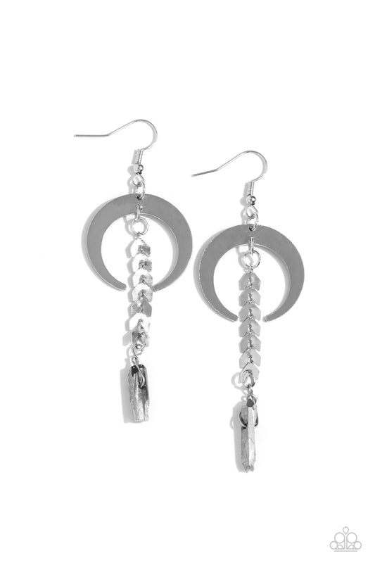 Paparazzi Lounging Laurel - Silver Moon Earrings
