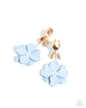 Paparazzi Malibu Moderato - Blue and Gold Flower Earrings