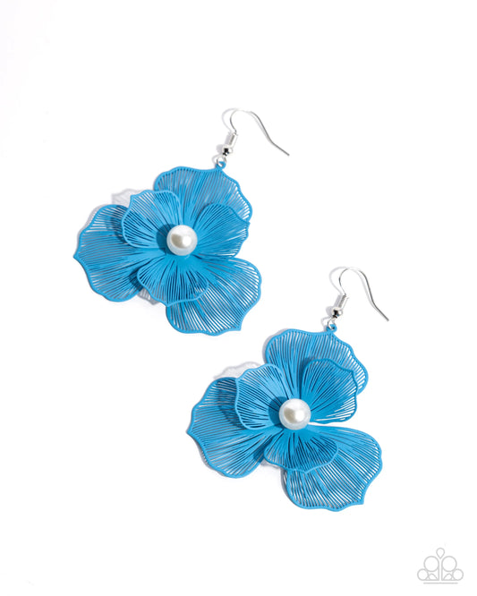 Paparazzi Petal The Score - Blue Flower Earrings