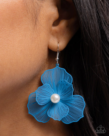 Paparazzi Petal The Score - Blue Flower Earrings