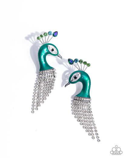Paparazzi Pampered Peacock - Multi Green Earrings