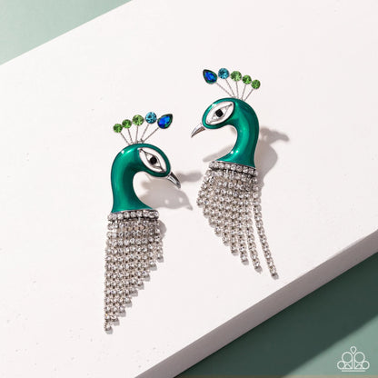 Paparazzi Pampered Peacock - Multi Green Earrings