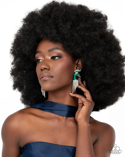 Paparazzi Pampered Peacock - Multi Green Earrings