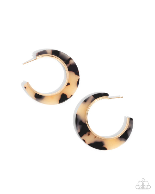 Paparazzi Patterned Promotion - Brown Acrylic Hoop Earrings