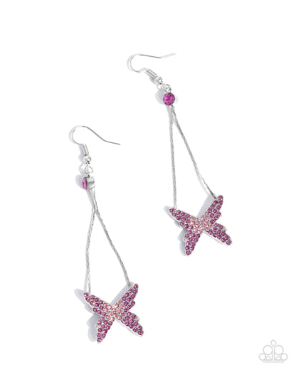 Paparazzi Pick A Flight - Pink Butterfly Earrings